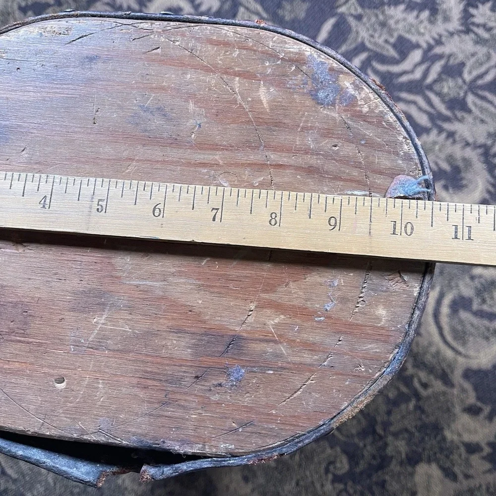 19th Century American Cactus Leather Wastebasket Bin Loop Lace 10.5